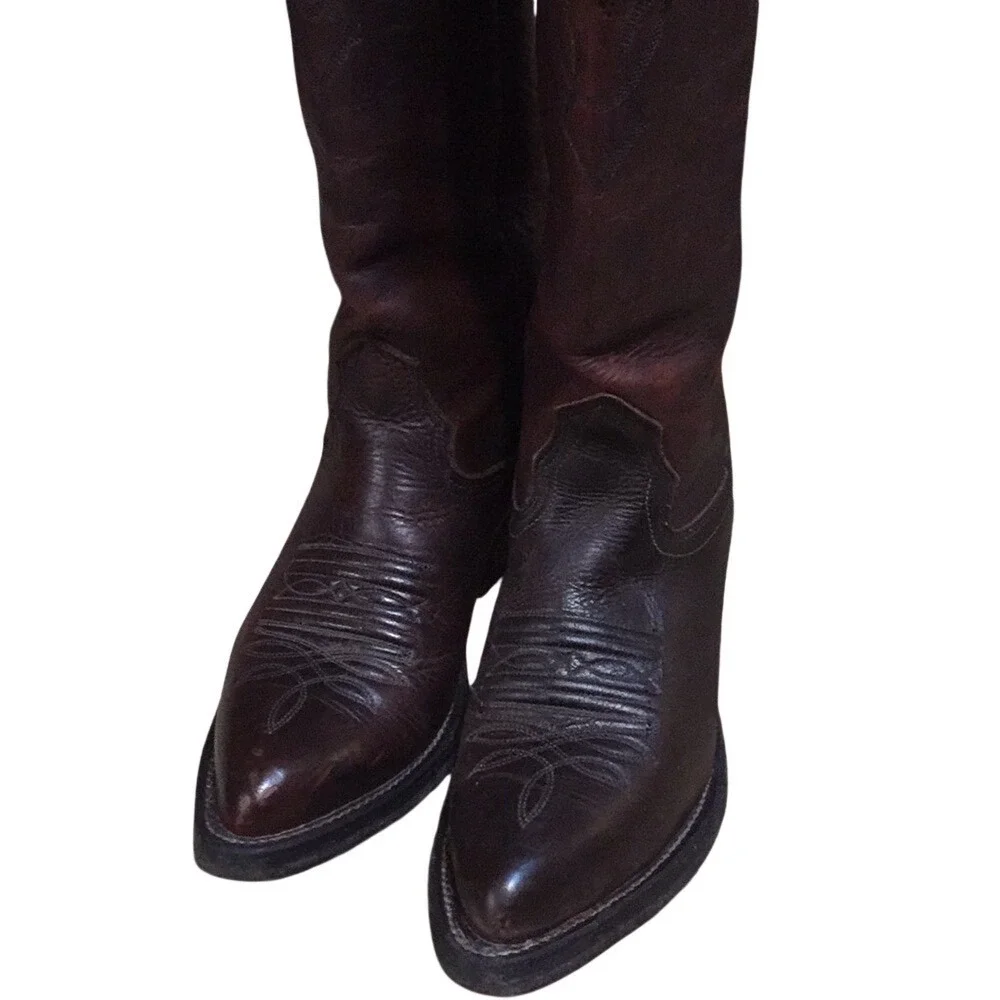 Nocona Boots Brown Leather Western Cowboy Boots USA Made Size 4